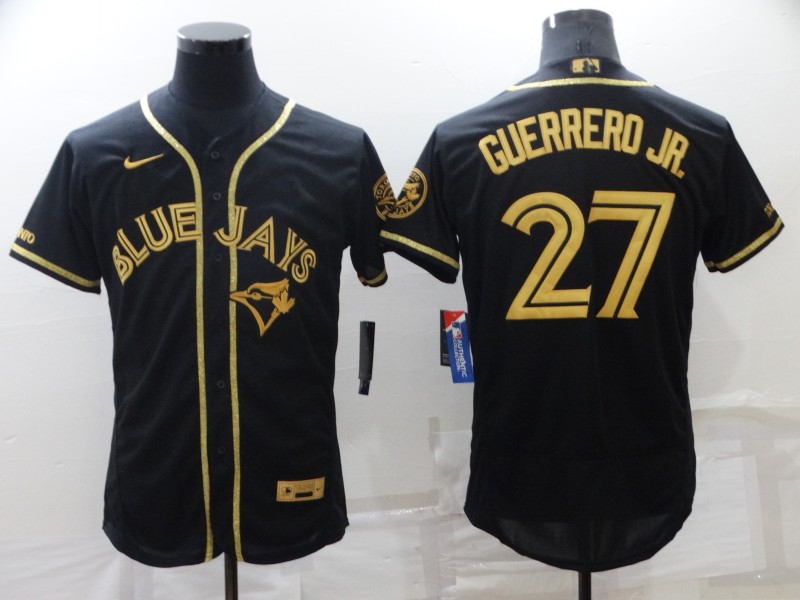 2021 Men Toronto Blue Jays 27 Guerrero jr Black elite 2021 Nike MLB Jerseys